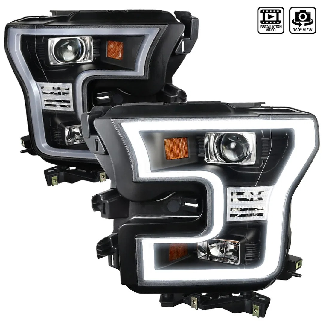 2LHP-F15015JM-TM – SPEC-D TUNIN Headlight Assembly, Halogen Bulb Dual Projector Headlights With LED Bar H9 Low Beam/ ...